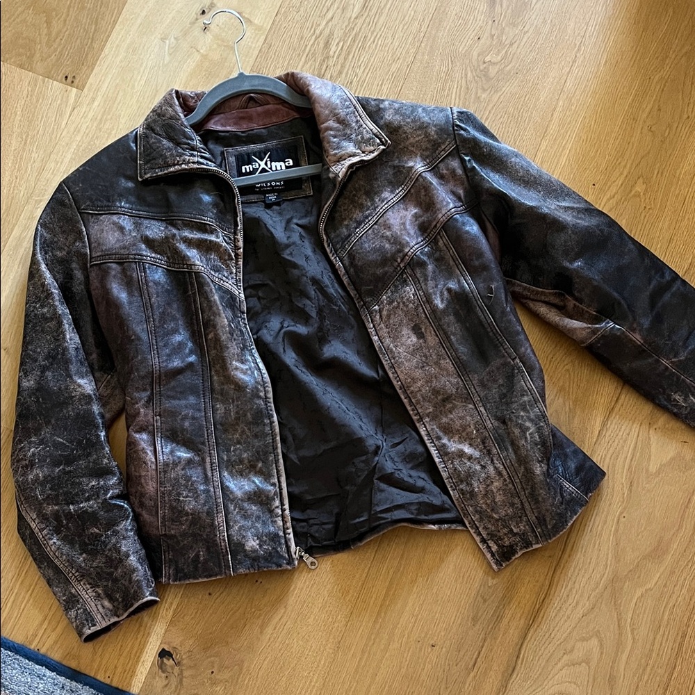 Maxima Distressed Brown Leather Jacket for Men